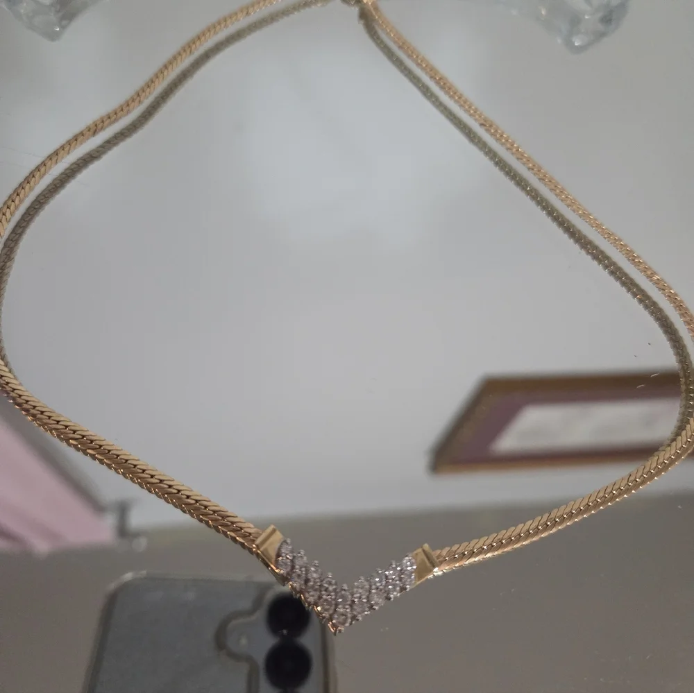 VINTAGE 1 CARAT DIAMOND NECKLACE WITH 14KT GOLD CHAIN - Picture 7 of 11